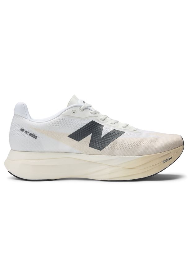 Buty męskie New Balance FuelCell SC Elite V5 MRCELLD5 – białe. Kolor: biały. Materiał: materiał, syntetyk. Szerokość cholewki: normalna. Sport: bieganie, fitness