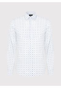 Pako Lorente - PAKO LORENTE – Biała koszula męska w drobny wzór. Okazja: na co dzień, do pracy. Typ kołnierza: button down. Kolor: biały. Materiał: bawełna, elastan. Styl: casual #3