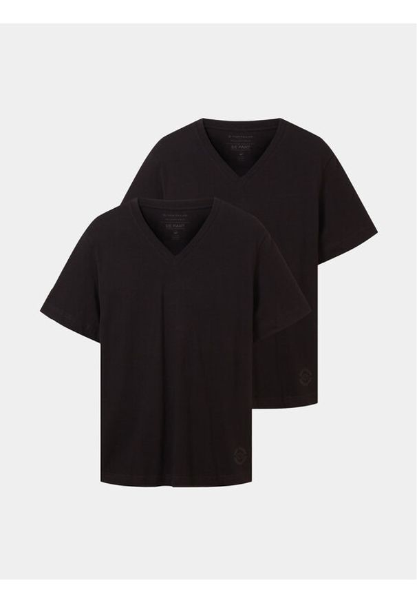 Tom Tailor Komplet 2 t-shirtów 1037738 Czarny Regular Fit. Kolor: czarny. Materiał: bawełna