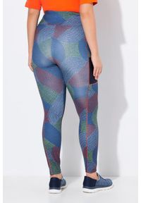 ULLA POPKEN - Damskie Funkcjonalne legginsy pleciony wzór siatkowa kieszeń. Kolekcja: plus size. Kolor: niebieski. Materiał: poliester, materiał