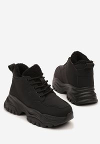 Born2be - Czarne Traperki Sneakersy Vices na Grubej Tłoczonej Platformie Typu Traperki Narrise. Okazja: na co dzień. Kolor: czarny. Materiał: jeans. Obcas: na platformie. Styl: casual #3