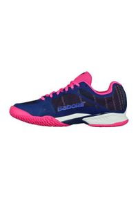 Buty do tenisa damskie Babolat Jet Mach I Allcourt. Kolor: niebieski. Materiał: materiał, syntetyk. Szerokość cholewki: normalna. Sport: tenis