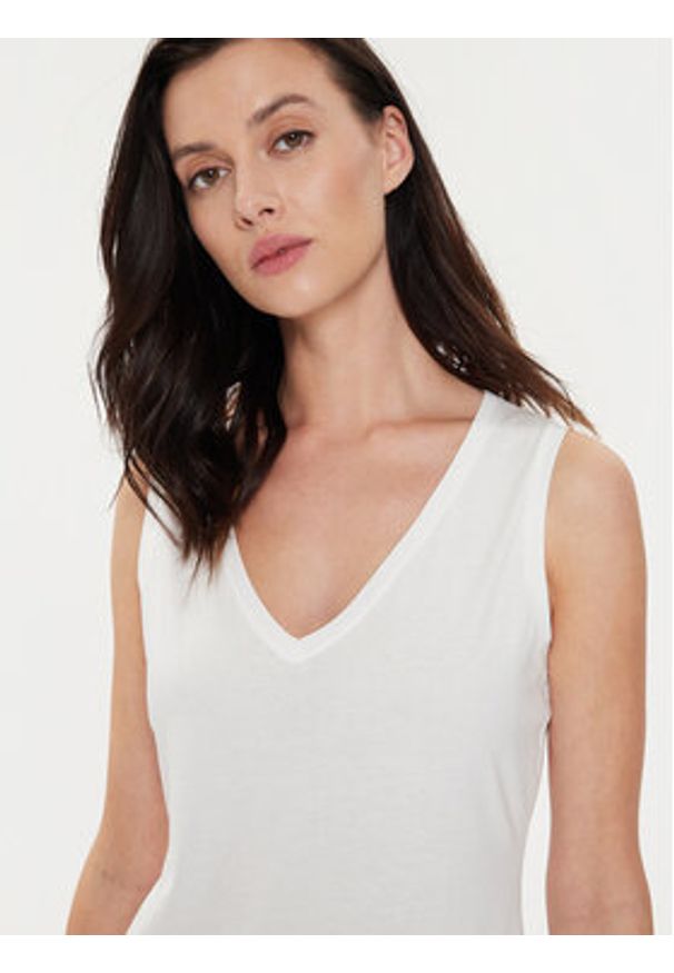 Sisley Top 3I1XLH00S Biały Regular Fit. Kolor: biały. Materiał: bawełna