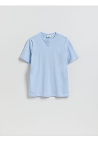 Reserved - T-shirt regular fit z lnem - jasnoniebieski. Kolor: niebieski. Materiał: len