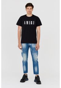 Amiri - AMIRI T-shirt męski czarny z dużym białym logo, Rozmiar XL. Kolor: czarny