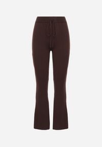 Born2be - Brązowe Spodnie z Wiskozą i Wysokim Stanem Typu Dzwony Tusvira. Okazja: na co dzień. Stan: podwyższony. Kolor: brązowy. Materiał: wiskoza. Styl: casual, elegancki #6
