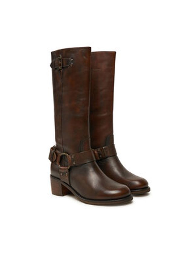 Bronx Kozaki High boots 14291-A Brązowy. Kolor: brązowy. Materiał: skóra