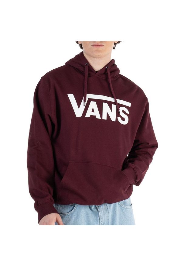 Bluza Vans Classic Pullover VN000HNXK1O1 - bordowa. Kolor: czerwony. Materiał: bawełna. Wzór: aplikacja. Styl: sportowy, klasyczny