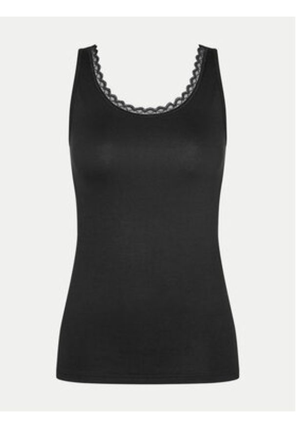 Triumph Top Feel Of Cotton 10224975 Czarny Slim Fit. Kolor: czarny. Materiał: bawełna