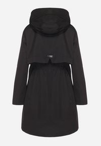 Born2be - Czarny Płaszcz Kurtka Przeciwwiatrowa z Kapturem Amilina. Okazja: na spacer, na co dzień. Typ kołnierza: kaptur. Kolor: czarny. Materiał: jeans, wełna. Wzór: aplikacja. Styl: elegancki, casual #7