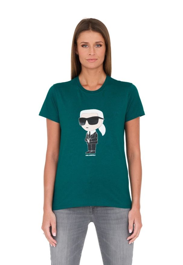 Karl Lagerfeld - KARL LAGERFELD Zielony damski t-shirt Karl, Rozmiar S. Kolor: zielony