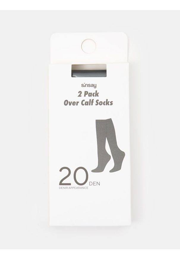 Sinsay - Podkolanówki 2 pack - czarny. Kolor: czarny
