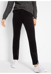 bonprix - Spodnie sztruksowe ze stretchem Straight. Stan: obniżony. Kolor: czarny. Materiał: sztruks #1