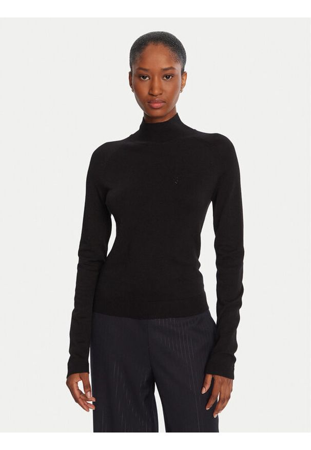 LOLA CASADEMUNT Golf LF2515007 Czarny Regular Fit. Typ kołnierza: golf. Kolor: czarny. Materiał: wiskoza