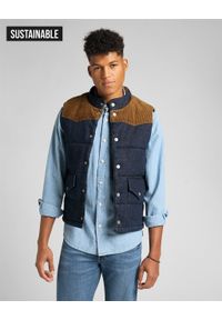 Lee - LEE PADDED VEST MĘSKA KAMIZELKA JEANSOWA PUCHOWA RINSE L89VPL36. Materiał: jeans, puch