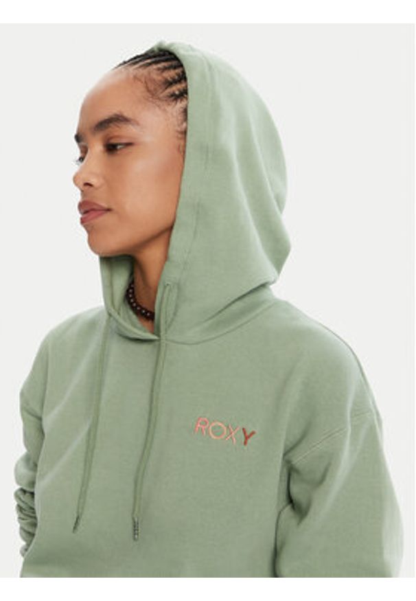 Roxy Bluza ERJFT04996 Zielony Regular Fit. Kolor: zielony. Materiał: bawełna