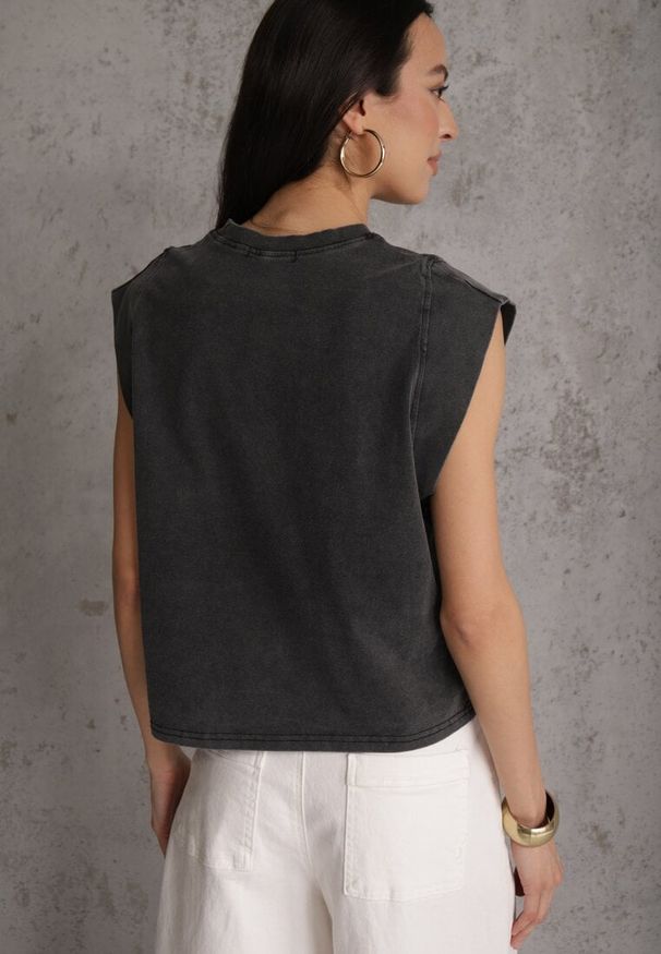 Renee - Czarny Top z Bawełny w Stylu Grunge z Szeroką Linią Ramion Tezorea. Kolor: czarny. Materiał: bawełna