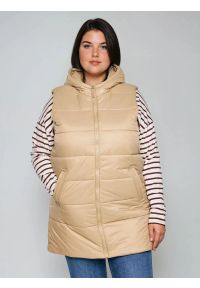 Big-Star - Kamizelka damska pikowana beżowa Pavla 801. Kolor: beżowy. Długość: długie #6