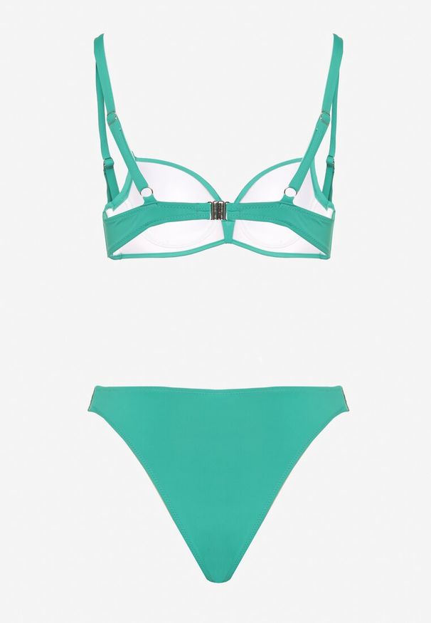 Renee - Zielone Bikini Biustonosz i Majtki Figi z Aplikacją z Cyrkoniami Nateria. Kolor: zielony. Wzór: aplikacja