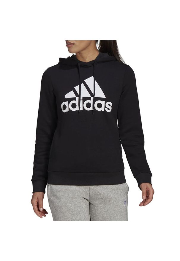 Adidas - Bluza adidas Loungewear Essentials Logo Fleece Hoodie GL0653 - czarna. Typ kołnierza: kaptur. Kolor: czarny. Materiał: poliester, bawełna, polar, elastan. Wzór: aplikacja, nadruk. Styl: sportowy, klasyczny