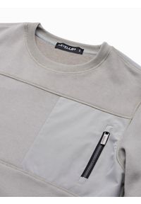 Ombre Clothing - Bluza męska bez kaptura z kieszonką - szara V4 B1355 - M. Typ kołnierza: bez kaptura. Kolor: szary. Materiał: materiał, bawełna, poliester #5