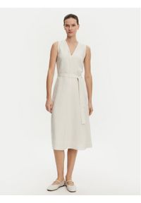 Calvin Klein Sukienka letnia K20K208424 Beżowy Regular Fit. Kolor: beżowy. Materiał: len, lyocell. Sezon: lato