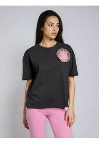 Sinsay - Bawełniana koszulka z tiulową aplikacją - szary. Kolor: szary. Materiał: tiul, bawełna. Wzór: aplikacja #1