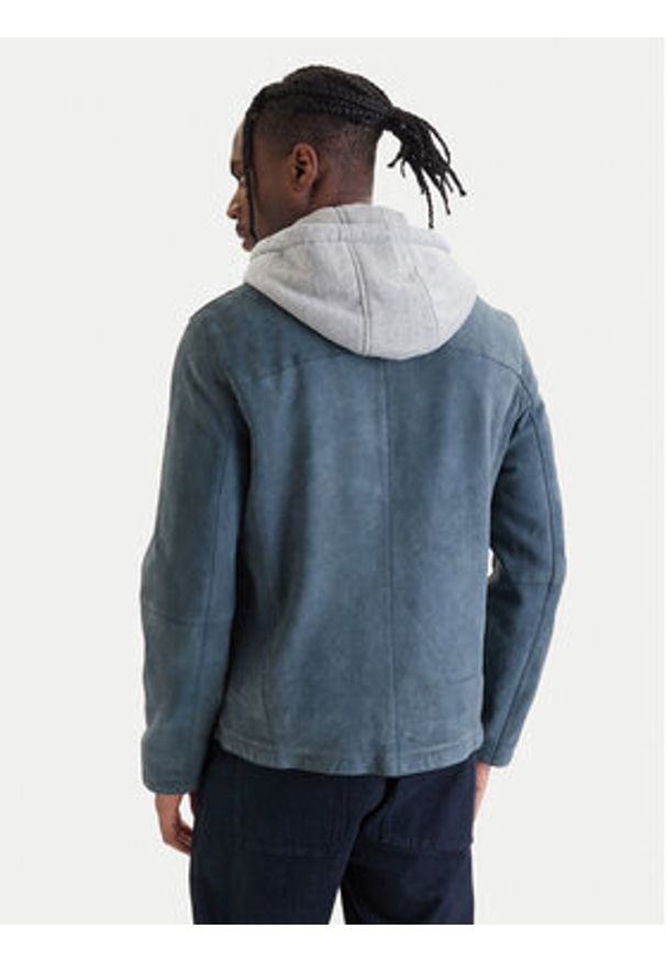 Milestone Kurtka skórzana Rivoli 612205 60785 Niebieski Regular Fit. Kolor: niebieski. Materiał: welur