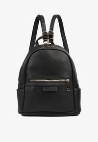 Born2be - Czarny Mały Plecak z Metaliczną Aplikacją i Suwakiem Pasmoria. Kolor: czarny. Materiał: jeans. Wzór: aplikacja. Styl: elegancki, casual