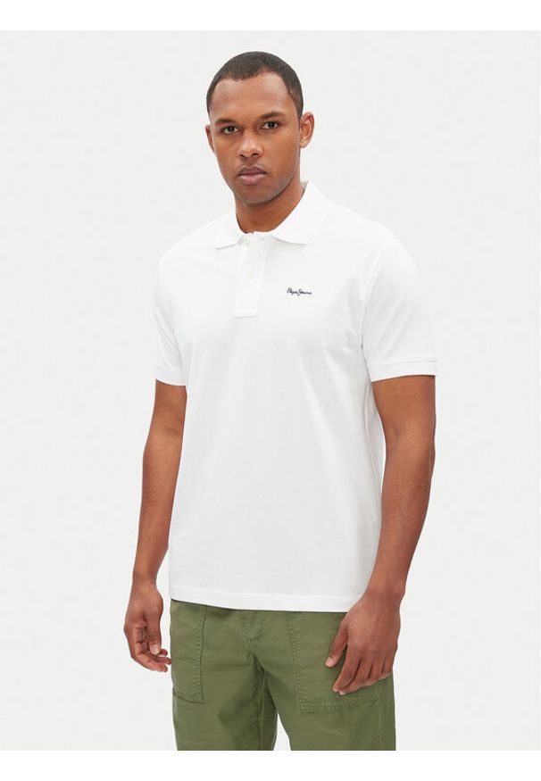 Pepe Jeans Polo Essential PM542298 Biały Regular Fit. Typ kołnierza: polo. Kolor: biały. Materiał: bawełna