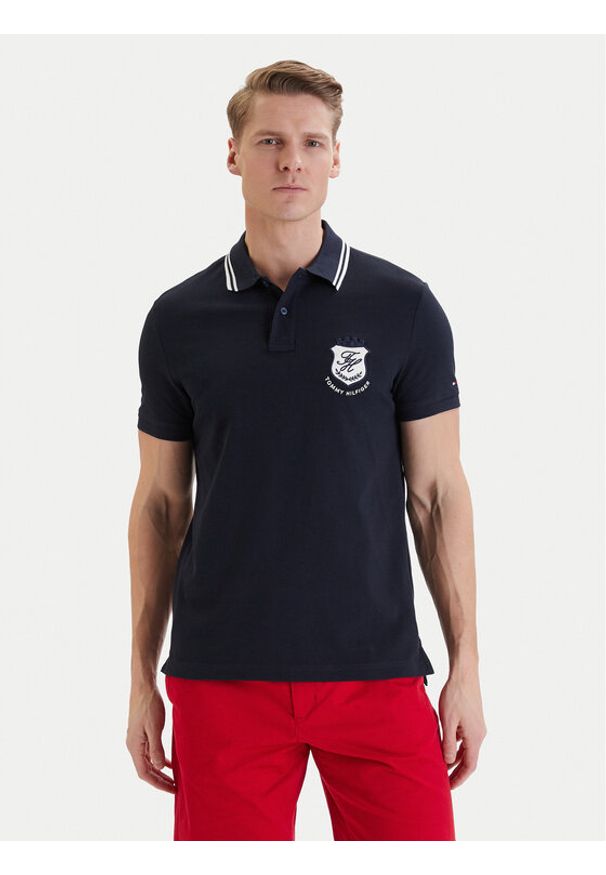 TOMMY HILFIGER - Tommy Hilfiger Polo Badge MW0MW43061 Granatowy Regular Fit. Typ kołnierza: polo. Kolor: niebieski. Materiał: bawełna