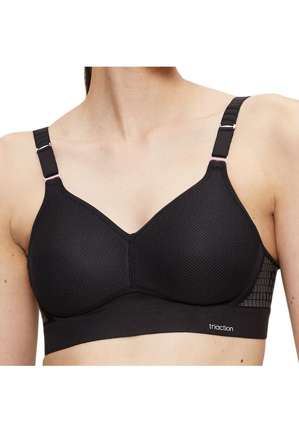 TRIACTION - Stanik do biegania Hybrid Lite z wysoki poziomem podtrzymywania. Kolor: czarny. Materiał: poliester, poliamid, bawełna, elastan. Sport: bieganie