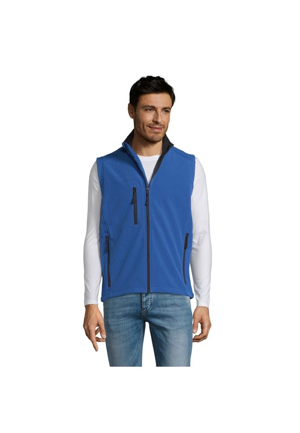 SOL'S - Męska Kamizelka Bez Rękawów Rallye Softshell. Kolor: niebieski. Materiał: softshell. Długość rękawa: bez rękawów