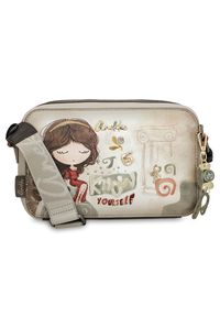 Torebka damska Anekke, mała z regulowanym paskiem na ramię i zapięciem na suwak, beżowa, 42703-447. Kolor: szary. Wzór: aplikacja. Materiał: zdobione. Styl: casual. Rodzaj torebki: na ramię #6