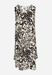 Born2be - Czarna Bawełniana Sukienka ze Wzorem Paisley Zirelia. Okazja: na co dzień. Typ kołnierza: dekolt w serek. Kolor: czarny. Materiał: bawełna. Wzór: paisley. Sezon: lato. Styl: casual #5