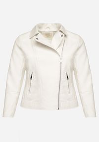 Born2be - Biała Klasyczna Kurtka Ramoneska w Motocyklowym Stylu Melorienne. Okazja: na co dzień. Kolekcja: plus size. Kolor: biały. Materiał: jeans. Styl: klasyczny #5
