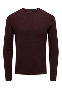 Only & Sons Sweter 22016980 Bordowy Regular Fit. Kolor: czerwony. Materiał: bawełna #3
