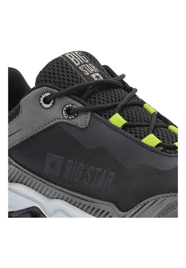 Big-Star - Czarne Sneakersy Big Star Męskie Lekkie Półbuty. Okazja: na co dzień, na uczelnię, na spacer. Kolor: czarny. Materiał: skóra ekologiczna, materiał. Szerokość cholewki: normalna. Wzór: aplikacja. Sport: turystyka piesza