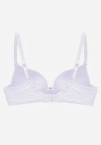 Born2be - Biały Gładki Biustonosz Push Up z Aplikacją z Cyrkoniami Murita. Kolor: biały. Materiał: materiał. Rodzaj stanika: push-up. Wzór: gładki, aplikacja #2