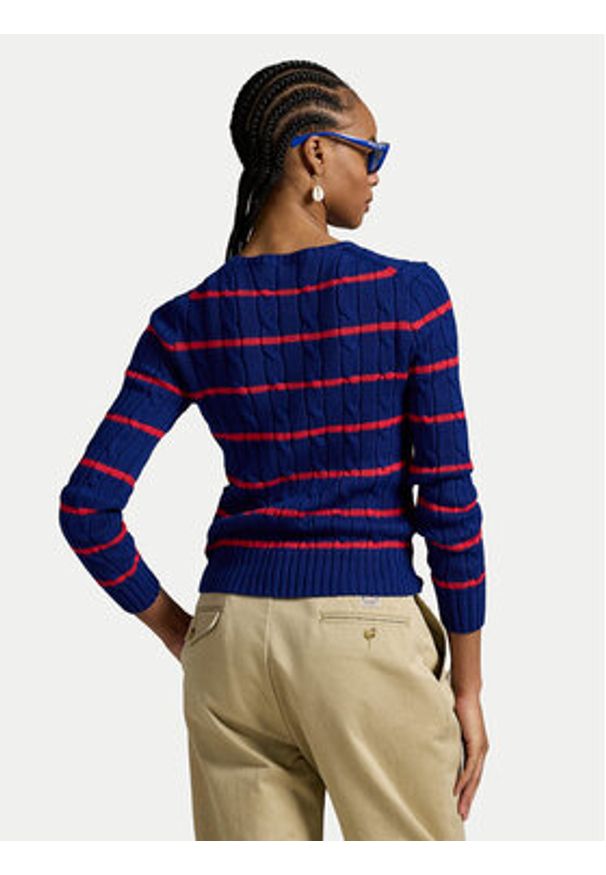 Polo Ralph Lauren Sweter 211972119001 Granatowy Slim Fit. Typ kołnierza: polo. Kolor: niebieski. Materiał: bawełna