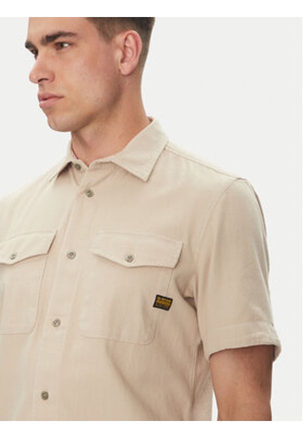 G-Star RAW - G-Star Raw Koszula Marine D19751-D454 Beżowy Slim Fit. Kolor: beżowy. Materiał: bawełna. Styl: marine