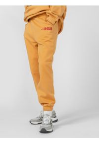 outhorn - Spodnie dresowe joggery damskie Outhorn - złote. Kolor: żółty. Materiał: dresówka. Wzór: nadruk