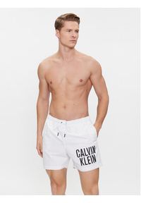 Calvin Klein Swimwear Szorty kąpielowe Medium Drawstring-Nos KM0KM00739 Biały Regular Fit. Kolor: biały. Materiał: syntetyk