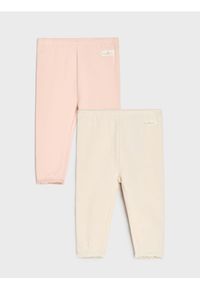 Sinsay - Ocieplane spodnie wykończone ozdobną koronką 2 pack - kremowy. Kolor: kremowy. Materiał: koronka. Wzór: koronka #1