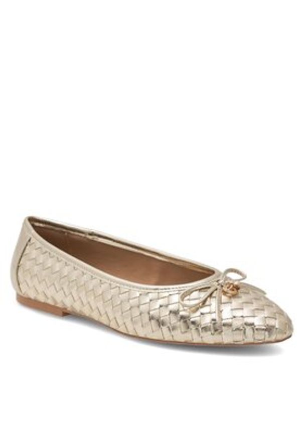 Nine West Baleriny 123AL1260 Złoty. Kolor: złoty. Materiał: skóra