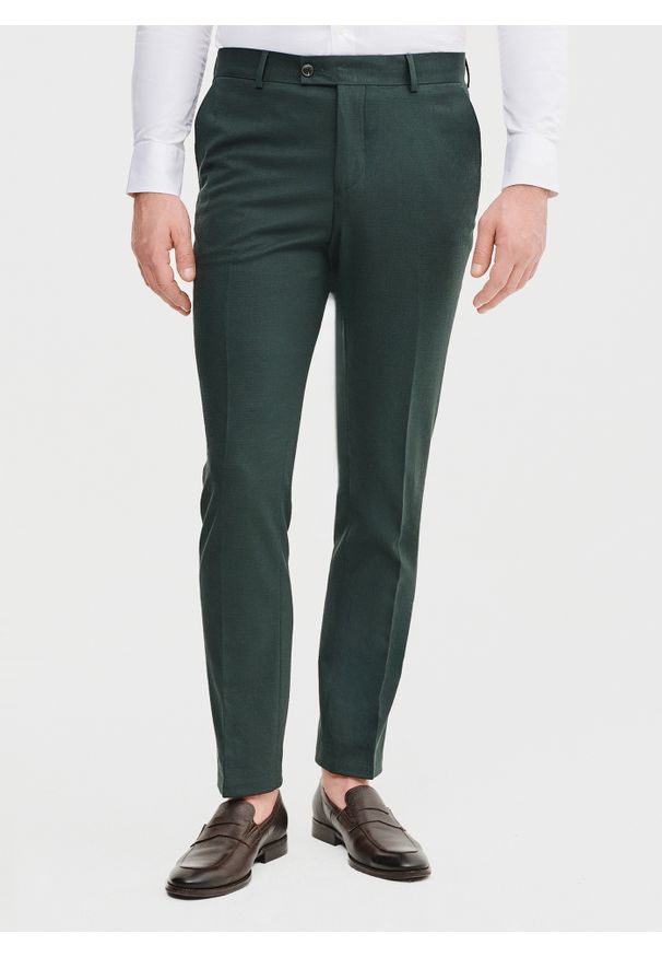 Pako Lorente - PAKO LORENTE - Zielone spodnie ganiturowe. Kolor: zielony. Materiał: wiskoza, poliester, elastan. Wzór: gładki. Styl: młodzieżowy, elegancki