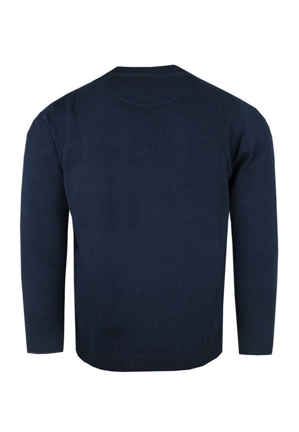 Lekki Sweter Bawełniany - Okrągły Dekolt - Pako Jeans - Granatowy. Kolor: niebieski. Materiał: bawełna. Styl: klasyczny, elegancki