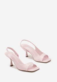 Renee - Różowe Sandały na Szpilce z Otwartym Kwadratowym Noskiem Celirra. Nosek buta: otwarty. Kolor: różowy. Sezon: lato. Obcas: na szpilce #4