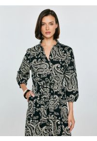 Big-Star - Sukienka damska midi ze wzorem paisley czarna Mazekin 907. Okazja: na co dzień. Kolor: czarny. Wzór: paisley. Typ sukienki: proste. Styl: casual, elegancki, boho, klasyczny. Długość: midi #5