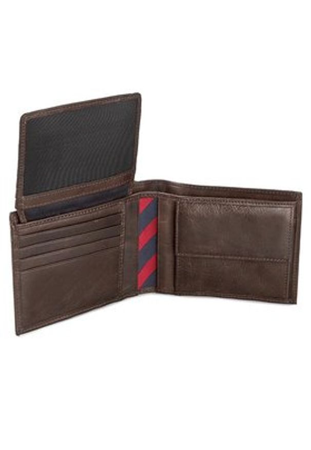 TOMMY HILFIGER - Tommy Hilfiger Duży Portfel Męski Johnson Cc Flap And Coin Pocket AM0AM00660/82566 Brązowy. Kolor: brązowy. Materiał: nubuk, skóra